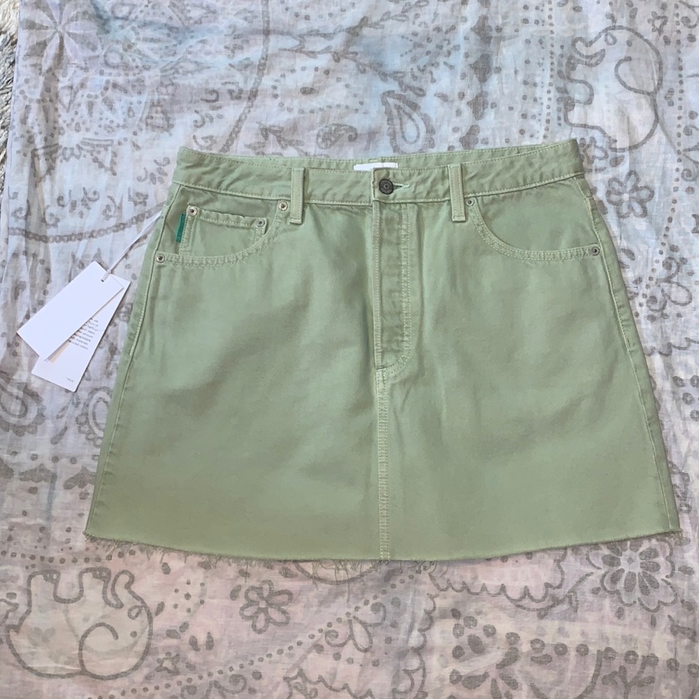 NWT Boyish Corey El Cielo High Rise Denim Mini Skirt Sz 30 Green
